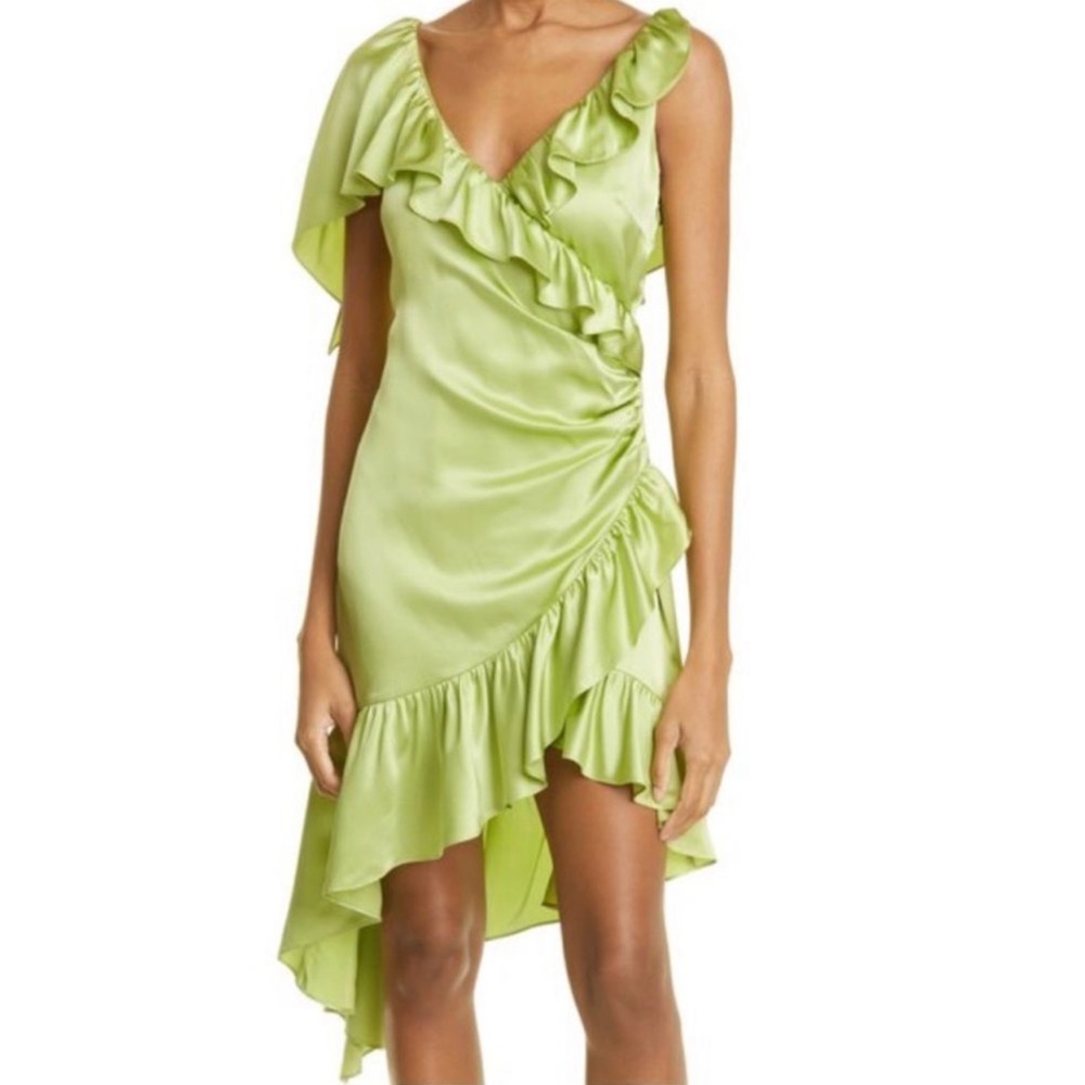 NWT CINQ A SEPT PETUNYA SILK RUFFLE DRESS
